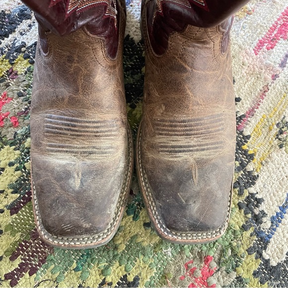 Men’s Ariat Branding Pen Western Boot - Brown and Burgundy Cowboy Boots - Square - Picture 9 of 12